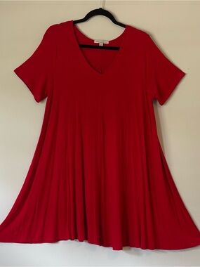 Green Envelope Red V-Neck Swing Dress size 1X